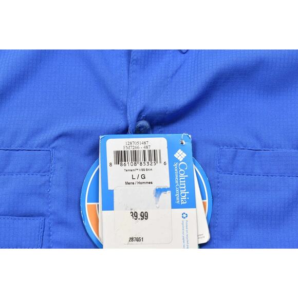 NWT Columbia PFG Tamiami II Men's Fishing Button Down Shirt Size L Blue Polyeste - Picture 6 of 8